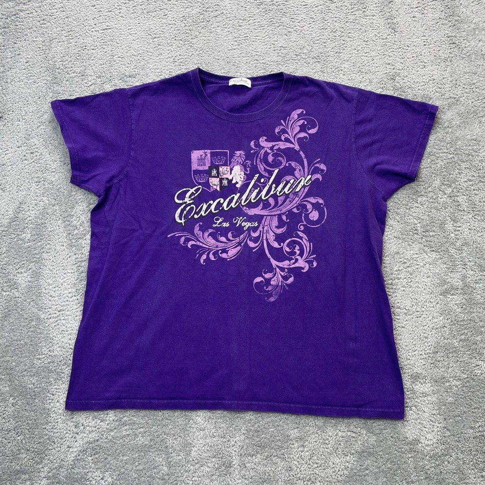 Vintage Excalibur Shirt Womens Large Purple Hotel Casino Las Vegas Graphic 90s